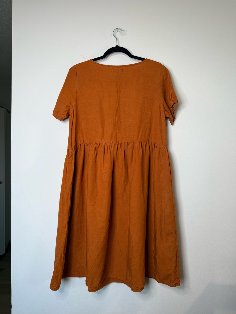Tradlands Rust Orange Nico Dress | Midi Linen Tencel Blend Dress Women’s Small - Picture 3 of 3